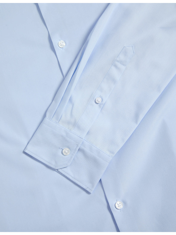 Marks & Spencer Košeľa úzkeho strihu zo zmesi bavlny s nežehlivou úpravou Marks & Spencer modrá