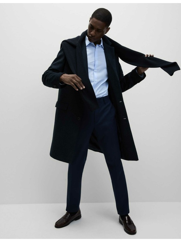 Marks & Spencer Košeľa úzkeho strihu zo zmesi bavlny s nežehlivou úpravou Marks & Spencer modrá