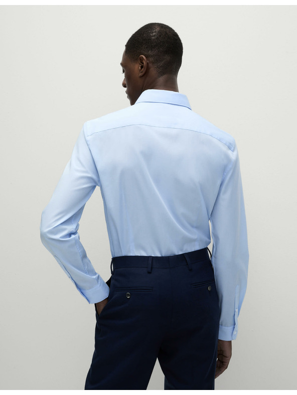 Marks & Spencer Košeľa úzkeho strihu zo zmesi bavlny s nežehlivou úpravou Marks & Spencer modrá