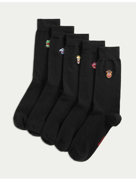 Marks & Spencer 5 ks ponožiek Cool Fresh™ Muppets s vysokým obsahom bavlny Marks & Spencer čierna