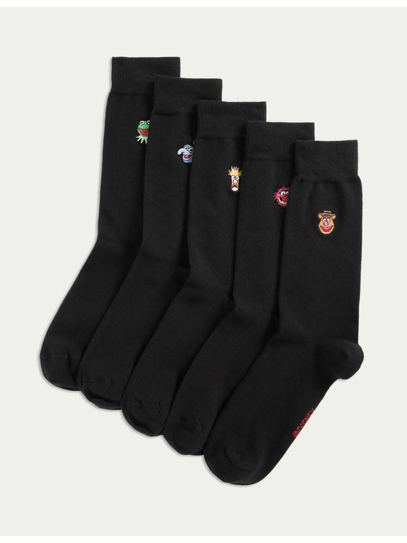 Marks & Spencer 5 ks ponožiek Cool Fresh™ Muppets s vysokým obsahom bavlny Marks & Spencer čierna