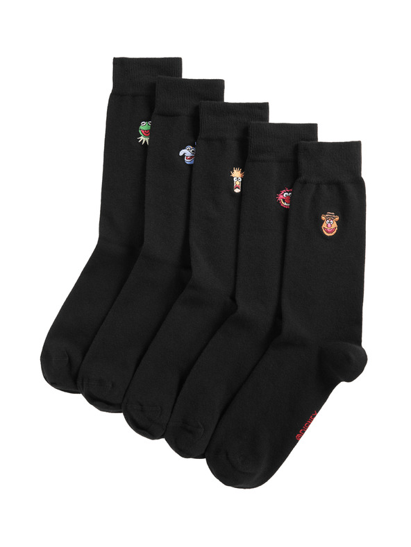 Marks & Spencer 5 ks ponožiek Cool Fresh™ Muppets s vysokým obsahom bavlny Marks & Spencer čierna