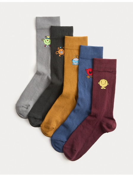 Marks & Spencer Ponožky Mr Men s vysokým podielom bavlny, sada 5 ks Marks & Spencer viacfarebná