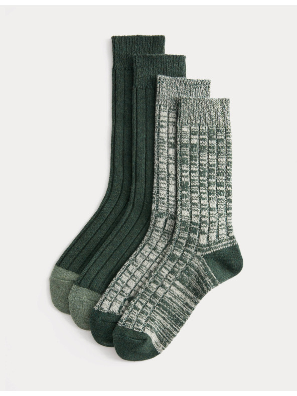 Marks & Spencer Stredne hrejivé termo ponožky s technológiou Heatgen, 2 páry v balení Marks & Spencer zelená