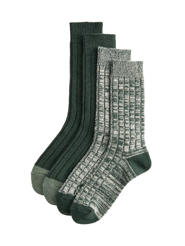 Marks & Spencer Stredne hrejivé termo ponožky s technológiou Heatgen, 2 páry v balení Marks & Spencer zelená