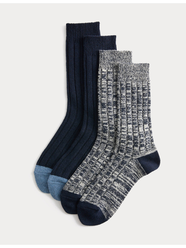 Marks & Spencer Stredne hrejivé termo ponožky s technológiou Heatgen, 2 páry v balení Marks & Spencer námorná modrá