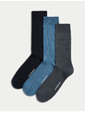 Marks & Spencer 3 páry rebrovaných ponožiek, s vysokým podielom egyptskej bavlny Marks & Spencer modrá