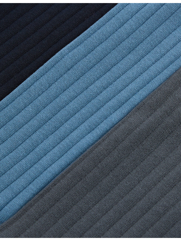 Marks & Spencer 3 páry rebrovaných ponožiek, s vysokým podielom egyptskej bavlny Marks & Spencer modrá