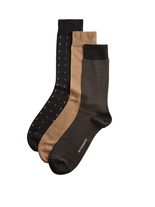 Marks & Spencer 3 ks ponožiek s mercerovanou bavlnou a rôznym vzorom Marks & Spencer čierna