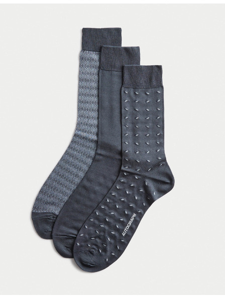 Marks & Spencer 3 ks ponožiek s mercerovanou bavlnou a rôznym vzorom Marks & Spencer námorná modrá