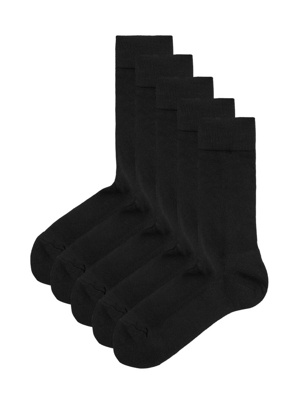Marks & Spencer Ponožky Cool & Fresh™ s vysokým podielom bavlny, mierne zosilnené chodidlo, 5 párov v balení Marks & Spencer čierna