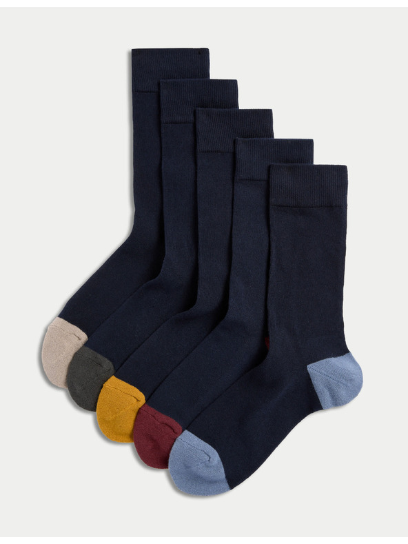 Marks & Spencer Ponožky Cool & Fresh™ s vysokým podielom bavlny, mierne zosilnené chodidlo, 5 párov v balení Marks & Spencer námorná modrá