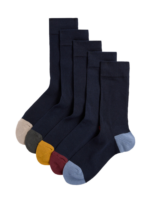 Marks & Spencer Ponožky Cool & Fresh™ s vysokým podielom bavlny, mierne zosilnené chodidlo, 5 párov v balení Marks & Spencer námorná modrá
