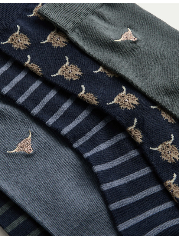 Marks & Spencer 5 ks ponožiek Cool Fresh™ Highland Cow Rich Cow Marks & Spencer modrá