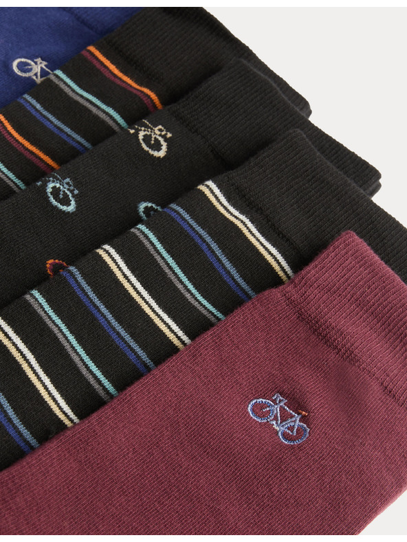 Marks & Spencer 5 párov ponožiek Cool & Fresh™ s vysokým podielom bavlny a motívom bicykla Marks & Spencer čierna