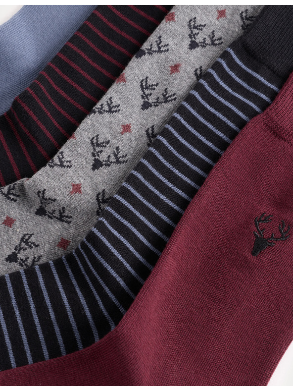 Marks & Spencer Ponožky C and F s motívom jeleňa, s vysokým podielom bavlny, 5 párov v balení Marks & Spencer námorná modrá