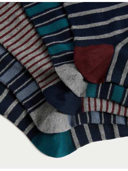 Marks & Spencer Pruhované vysoké bavlnené ponožky Cool & Fresh™, 5 párov Marks & Spencer viacfarebné