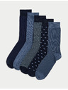 Marks & Spencer 5 párov ponožiek Cool & Fresh™ Geo s vysokým podielom bavlny Marks & Spencer modrá