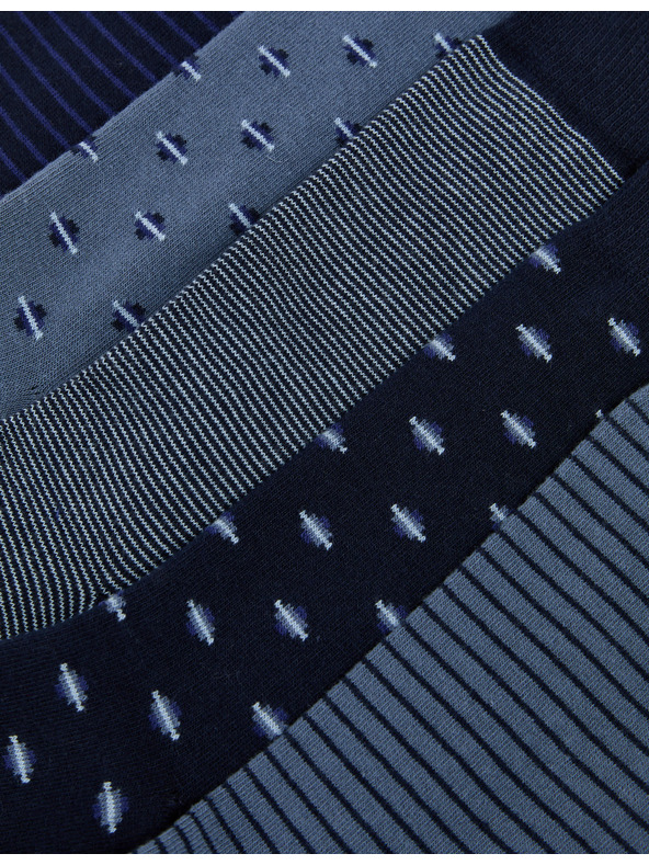 Marks & Spencer 5 párov ponožiek Cool & Fresh™ Geo s vysokým podielom bavlny Marks & Spencer modrá