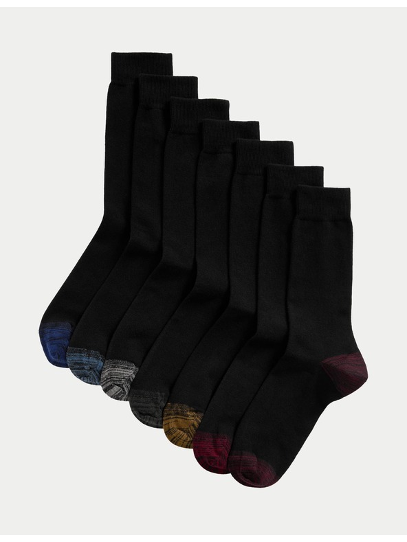Marks & Spencer 7 párov vysokých bavlnených ponožiek Cool & Fresh™ Marks & Spencer čierne