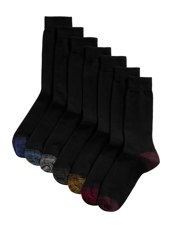 Marks & Spencer 7 párov vysokých bavlnených ponožiek Cool & Fresh™ Marks & Spencer čierne