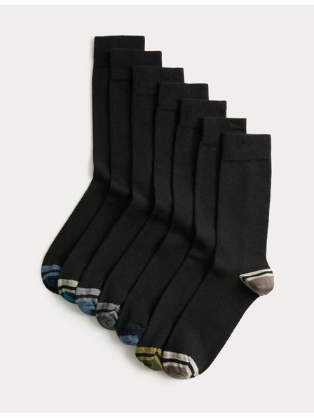 Marks & Spencer 7 párov vysokých bavlnených ponožiek Cool & Fresh™ Marks & Spencer čierne