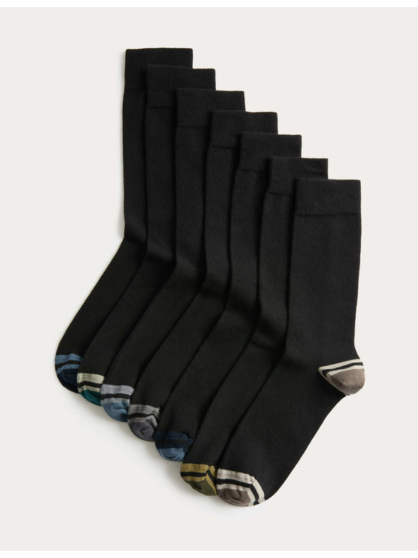 Marks & Spencer 7 párov vysokých bavlnených ponožiek Cool & Fresh™ Marks & Spencer čierne
