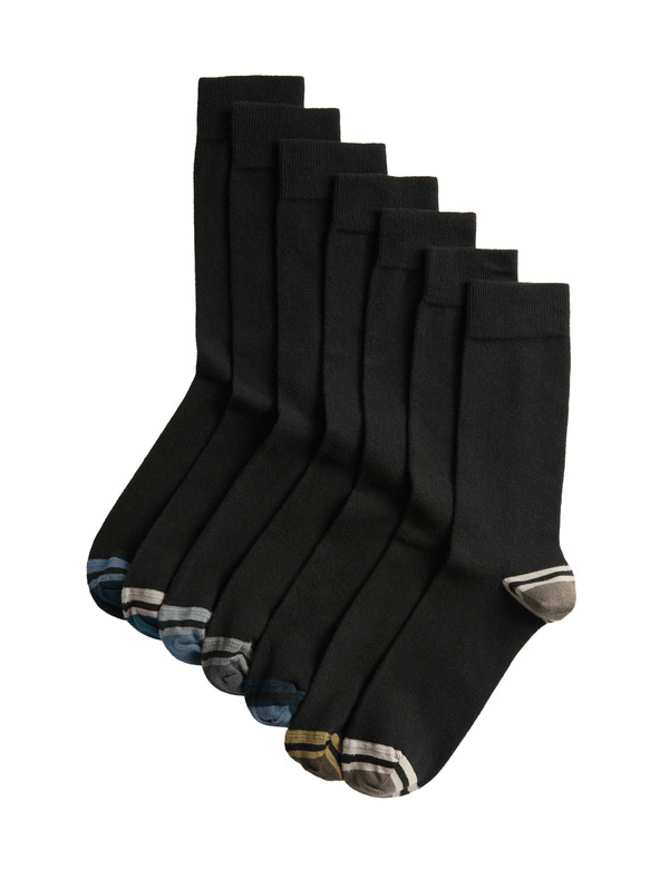 Marks & Spencer 7 párov vysokých bavlnených ponožiek Cool & Fresh™ Marks & Spencer čierne