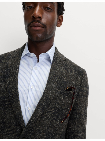 Marks & Spencer Kockovaný blejzer mierne projmutého strihu zo zmesi vlny Marks & Spencer námorná modrá