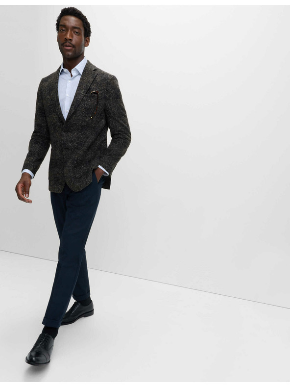 Marks & Spencer Kockovaný blejzer mierne projmutého strihu zo zmesi vlny Marks & Spencer námorná modrá