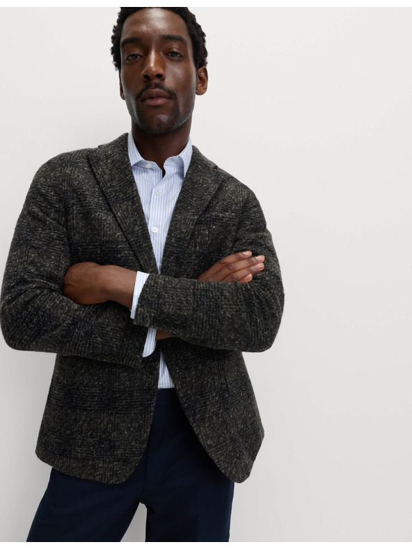 Marks & Spencer Kockovaný blejzer mierne projmutého strihu zo zmesi vlny Marks & Spencer námorná modrá