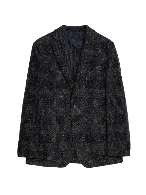 Marks & Spencer Kockovaný blejzer mierne projmutého strihu zo zmesi vlny Marks & Spencer námorná modrá