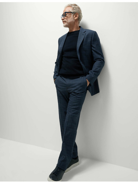 Marks & Spencer Kockované oblekové nohavice s elastanom, klasický strih Marks & Spencer námorná modrá