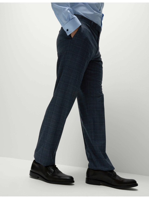 Marks & Spencer Kockované oblekové nohavice s elastanom, klasický strih Marks & Spencer námorná modrá