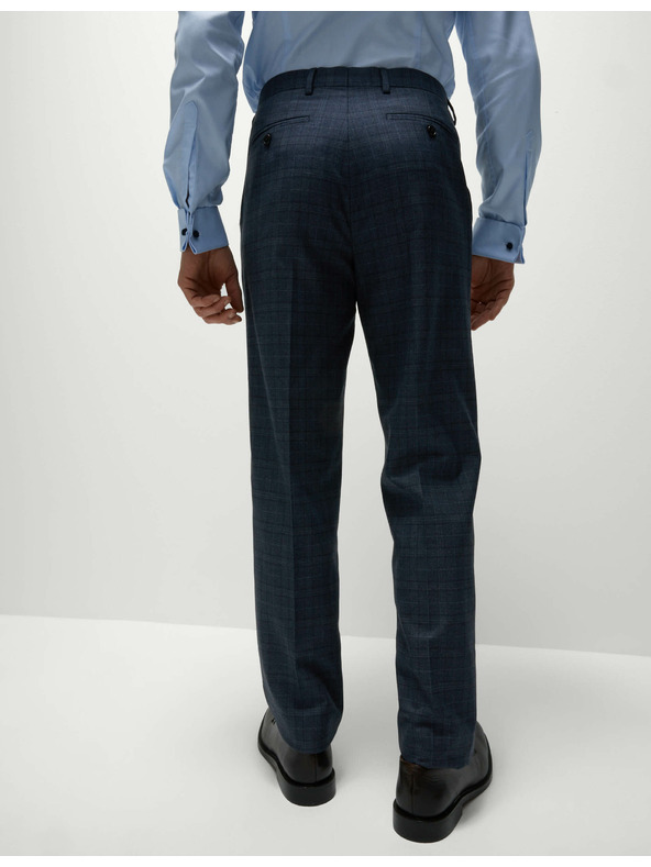 Marks & Spencer Kockované oblekové nohavice s elastanom, klasický strih Marks & Spencer námorná modrá