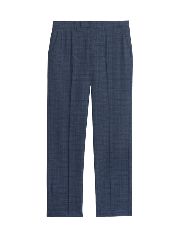 Marks & Spencer Kockované oblekové nohavice s elastanom, klasický strih Marks & Spencer námorná modrá