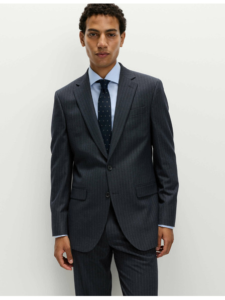 Marks & Spencer Oblekové sako s elastanom a tenkými prúžkami, klasický strih Marks & Spencer námorná modrá