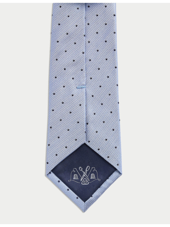 Marks & Spencer Bodkovaná kravata z čistého hodvábu Marks & Spencer modrá