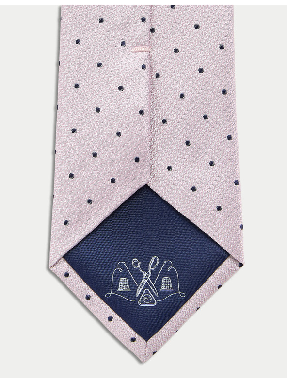 Marks & Spencer Bodkovaná kravata z čistého hodvábu Marks & Spencer ružová