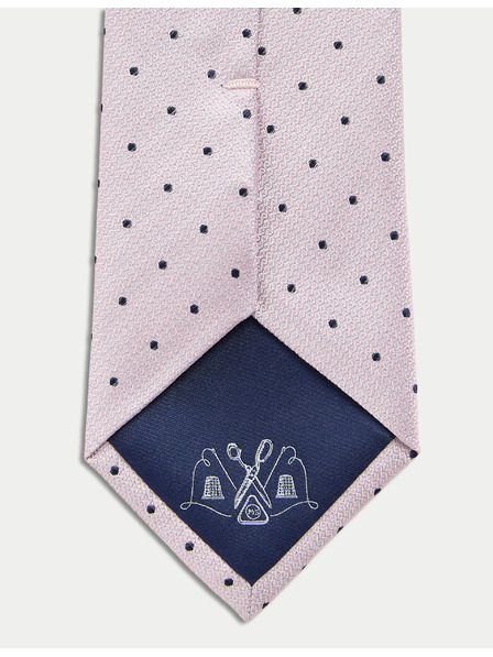 Marks & Spencer Bodkovaná kravata z čistého hodvábu Marks & Spencer ružová