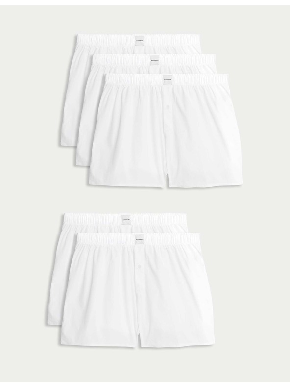 Marks & Spencer Tkané boxerky Supima® s vysokým podielom bavlny, 5 ks v balení Marks & Spencer biela