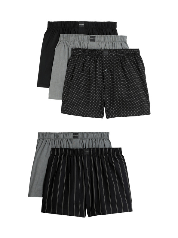 Marks & Spencer Tkané boxerky Supima® s vysokým podielom bavlny, 5 ks v balení Marks & Spencer čierna