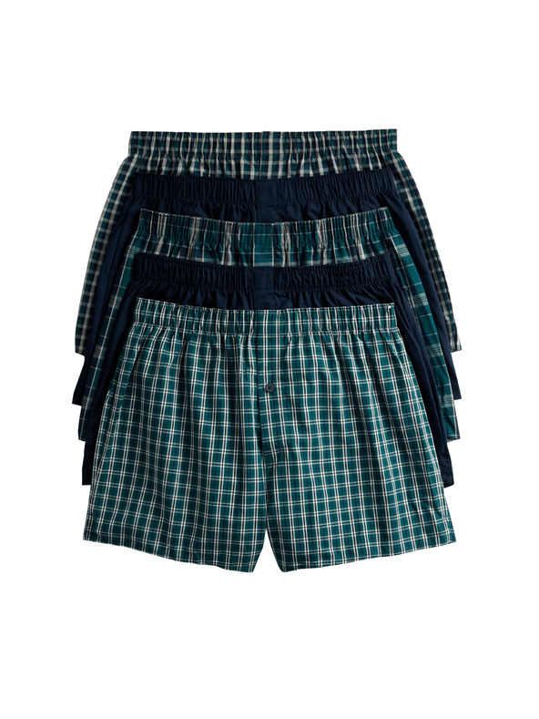 Marks & Spencer Tkané boxerky s technológiou StayNew™ z čistej bavlny, 5 ks Marks & Spencer zelená