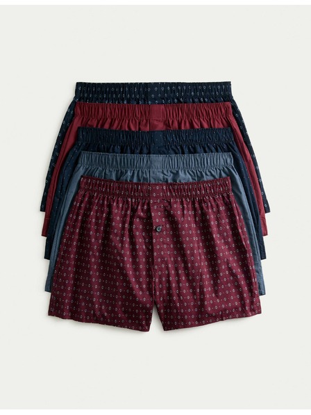 Marks & Spencer Tkané fulárové boxerky z čistej bavlny, 5 ks Marks & Spencer červená