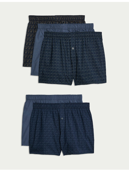 Marks & Spencer 5 ks tkaných boxeriek z čistej bavlny s potlačou zvierat Marks & Spencer námorná modrá