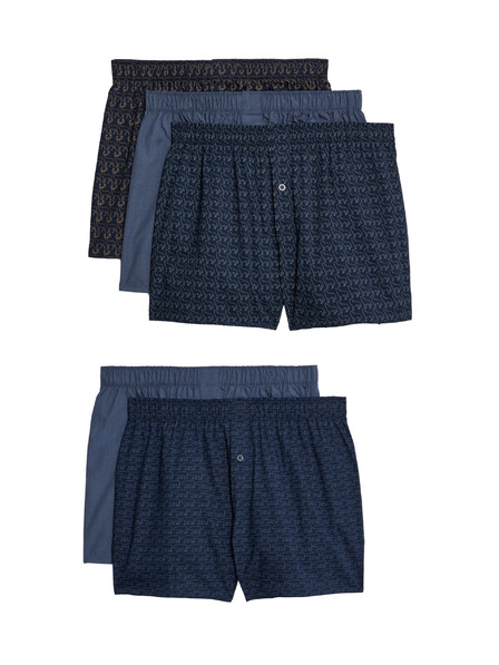 Marks & Spencer 5 ks tkaných boxeriek z čistej bavlny s potlačou zvierat Marks & Spencer námorná modrá