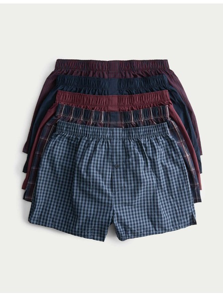 Marks & Spencer Tkané kockované boxerky, z čistej bavlny, 5 ks v balení Marks & Spencer červená