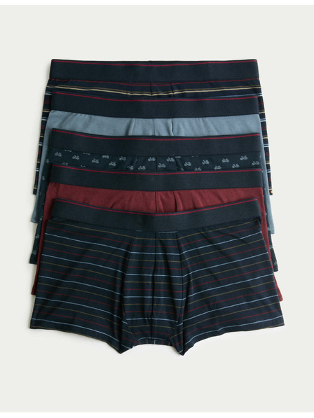 Marks & Spencer Bokové bavlnené strečové trenky s technológiou Cool & Fresh™, 5 ks Marks & Spencer námorná modrá