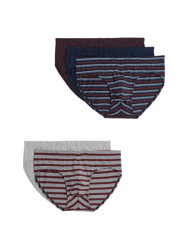 Marks & Spencer Pruhované kombiné z čistej bavlny; Technológia Cool & Fresh™; 5 ks v balení Marks & Spencer červená