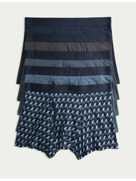 Marks & Spencer Trenky zo zmesi bavlny Supima® a modalu s geometrickými tvarmi, 5 ks Marks & Spencer modrá